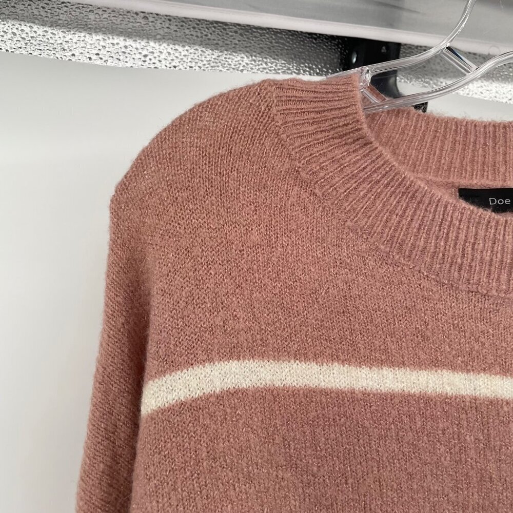 Doe & Rae Women's Striped Pullover Sweater Pink/White Size Large - Picture 5 of 9